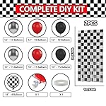 Race Car Balloon Garland Arch Kit Birthday Party Decorations, Black White Checkered Foil Fringe Curtains Backdrop Tinsel Streamer Photo Booth Props Racing One Happy Dude Party Decor Favors Supplies - Image 2
