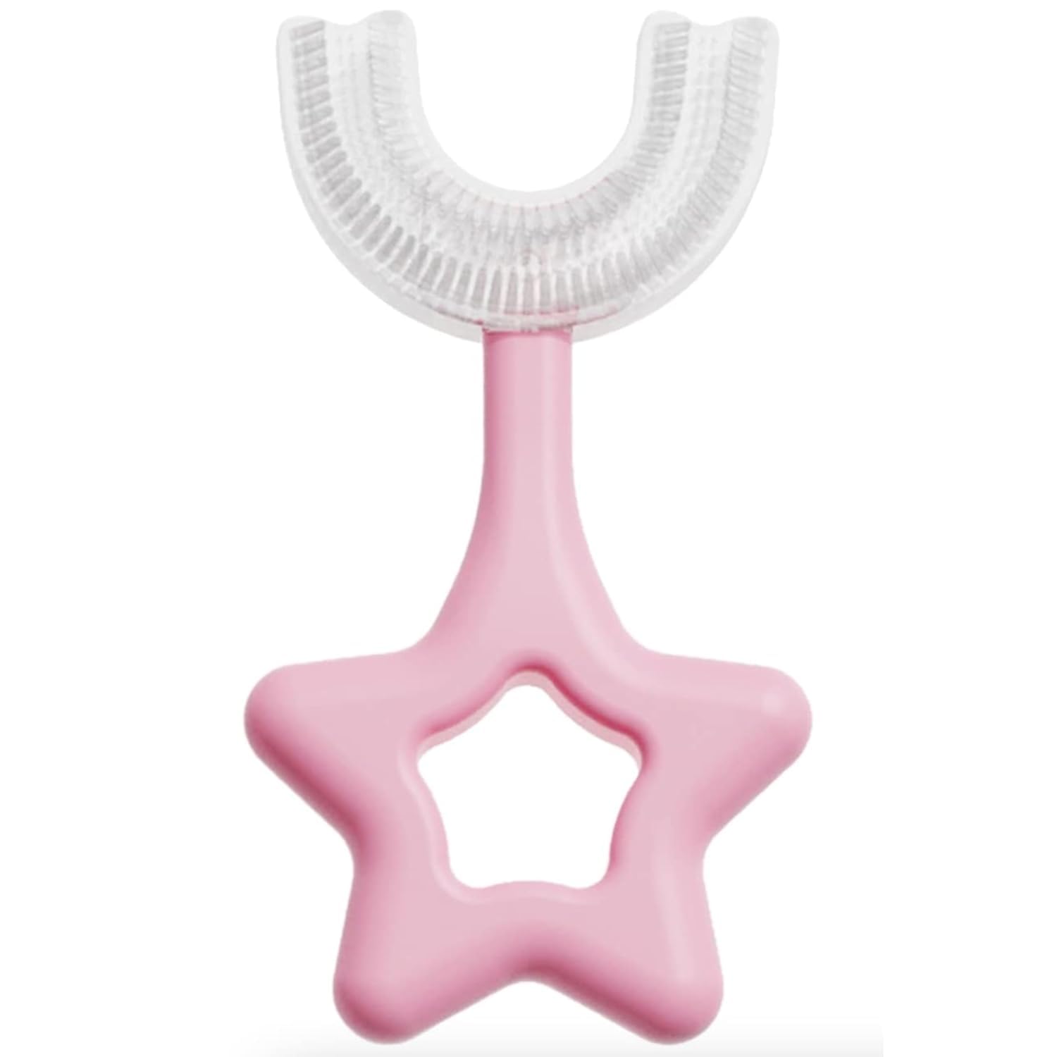 HARVA® U Shape Kid Baby Silicone Toothbrush for Age 2 to 6 Years, Soft Bristles Gentle Gum Care Trainer Brush, Durable Safe Oral Cleaning Tool for Toddlers, Easy Grip Design, Pink Kids Toothbrush-image-42
