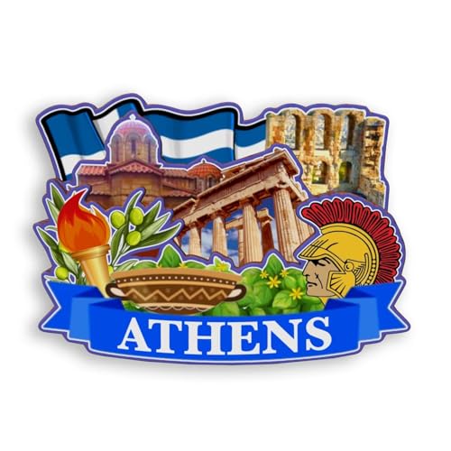 Imán Decorativo Redondo con Diseño de Atenas miniatura 1