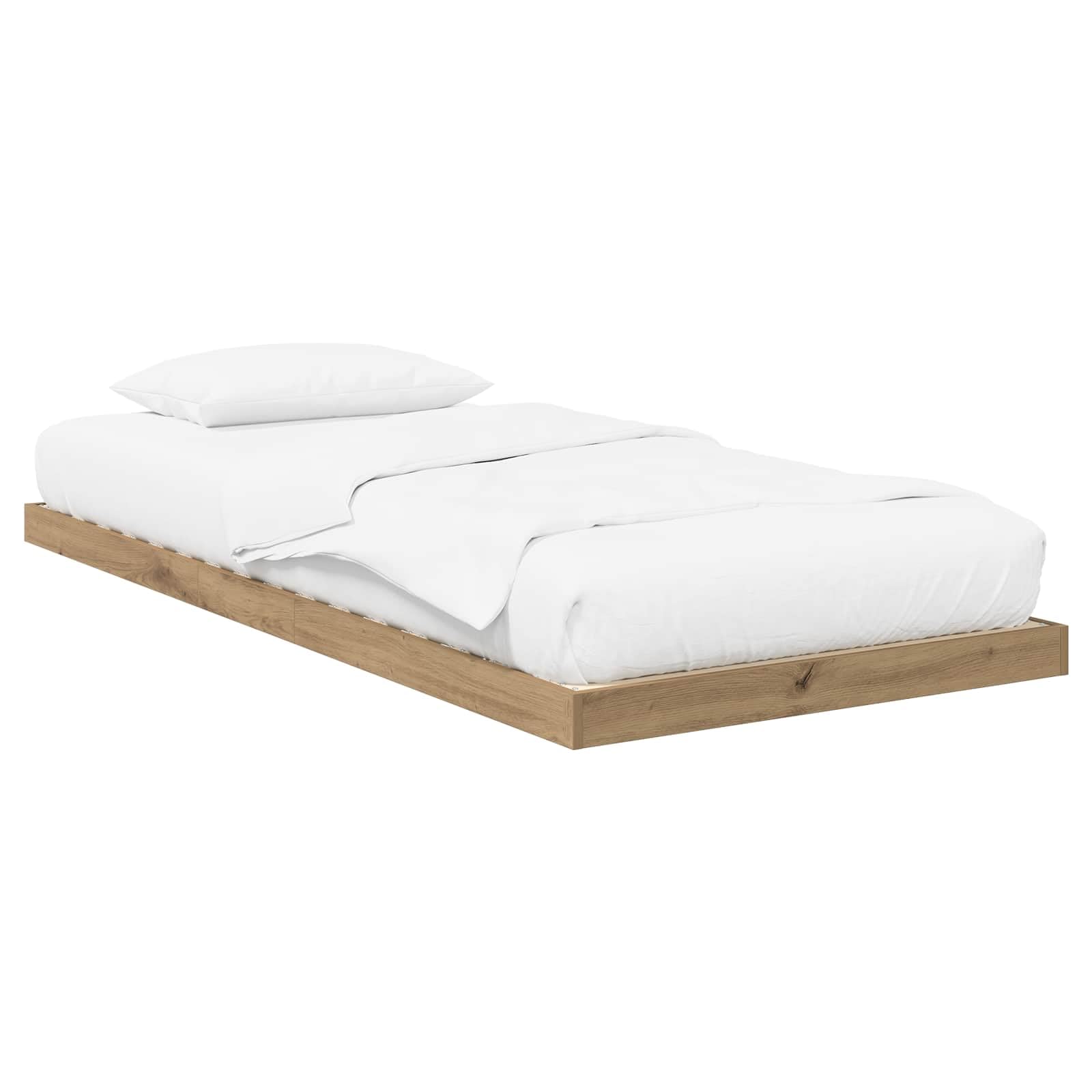 vidaXL Floor Bed Frame Artisan Oak 75 x 190 cm Engineered Wood, Elegant, Rectangular Bed Frame, Durable Engineered Wood, Modern Design, Space-Saving Furniture, Versatile Bedroom Setup
