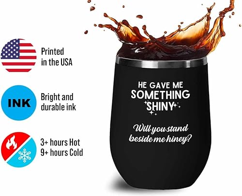 Miniatura 3 de Dama de honor Edición Negra Vaso de vino de 12 oz  He Gave Me Something Shiny  Dama de honor para novios de dama de honor, regalo de dama de honor,