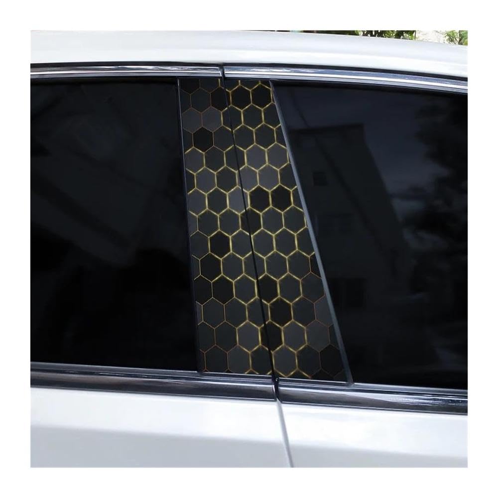 Decorative Items 2pcs Hexagon Image Stickers Car B-Pillar Vinyl Stickers DIY Car Door Pillar Stickers(Type A)
