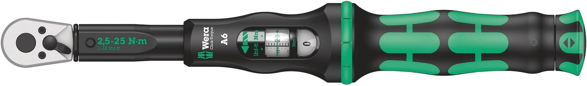 Click-Torque A 6 torque wrench with reversible ratchet, 1/4“ hex drive x 2.5-25 Nm, black/green, 5075605001