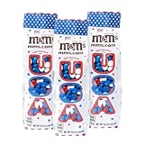 M&M’S Patriotic Candy 3-Pack, 10oz Bag of Red, White, and Blue Candy with Patriotic Design for Gifts, Candy Bowls, Party Décor