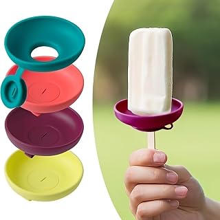 2Pcs Silicone Ice Cream Holder Stand Set, Summer Holder with Drip Guard, Leak-Proof Cone Support, Portable Kids Ice Pop Tray with Carrying Case, Dishwasher Safe (Purple)
