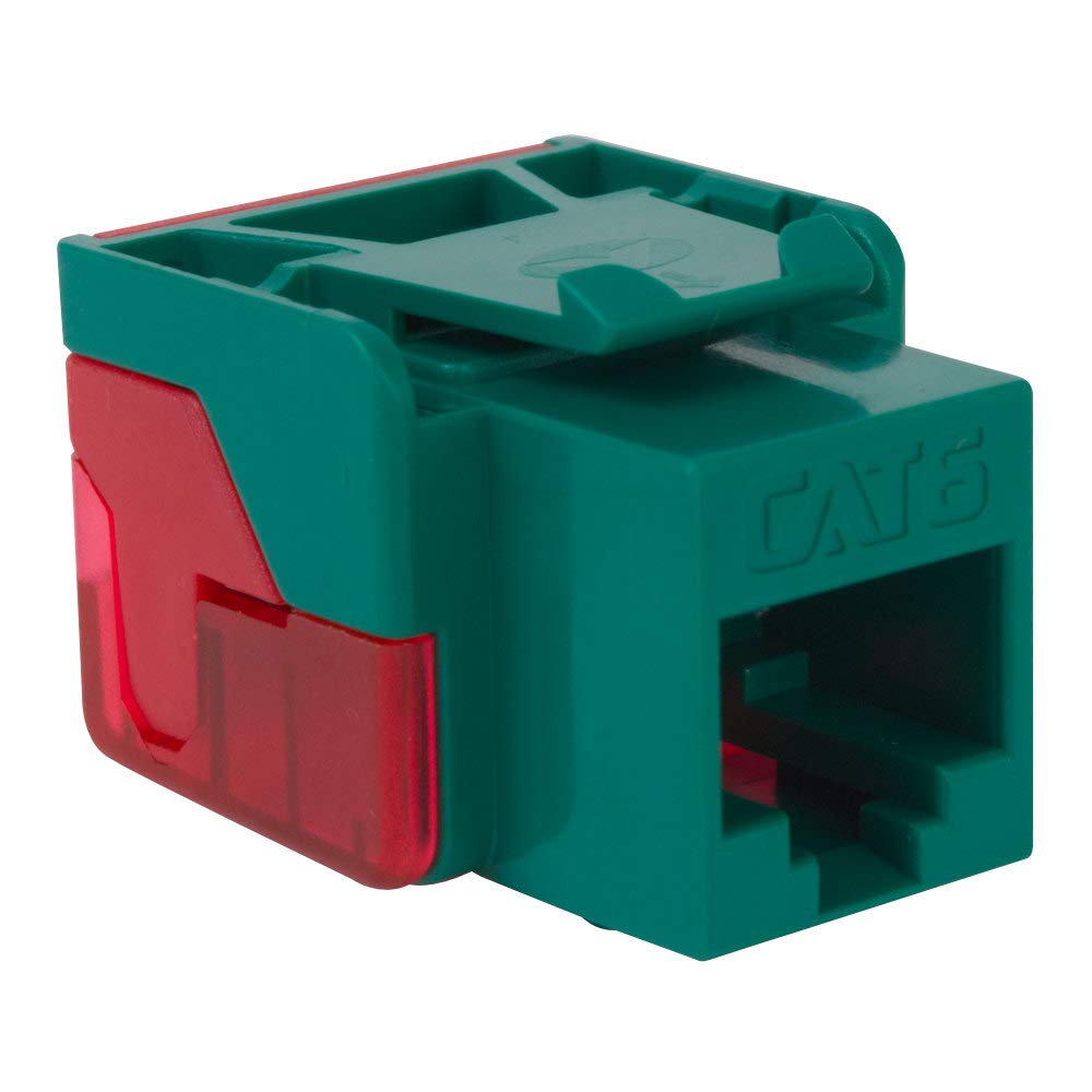 ICC CAT6 Keystone Jack with Inline IDC No Pair Split Wiring (Easier Termination) UL Listed PoE++ TAA Compliant for Wall Plate or Patch Panel, Works with JackEasy Termination Tool, Green