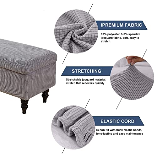 Image of FUANGUI Ottoman Cover Stretch Storage Ottoman Bench Slipcover Printed Folding Storage Bench Ottoman Cover Footrest Stool Slipcover Footstool Protector Cover with Elastic Bottom,Medium