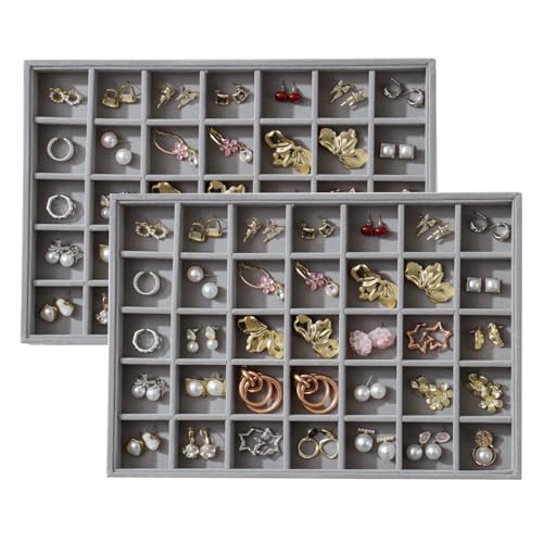 Image of Large Velvet Jewelry Tray Display Drawer Inserts 2 Pack