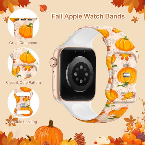Image of wipalor Fall Thanksgiving Band for Apple Watch Bands for Women 42mm 41mm 40mm 38mm, Cute Holidays Fall iWatch Bands for Women iPhone Watch Bands Series 11 10 9 SE 8 7 6 5 4 3-Thanksgiving /Pumpkin