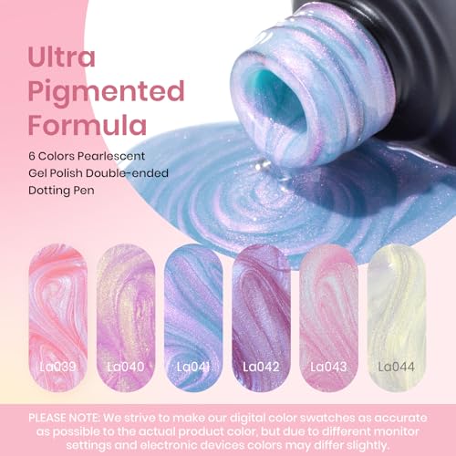 Image of Beetles Pearl Gel Polish Set, 6 Colors Mermaid White Pink Purple Shimmer