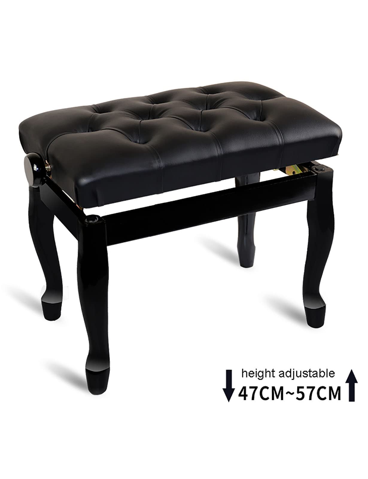 sdneNest Banco de piano de cuero moderno ajustable con patas curvas, 10 cm de altura, 56 x 36 x 47 57 cm, banco de teclado y