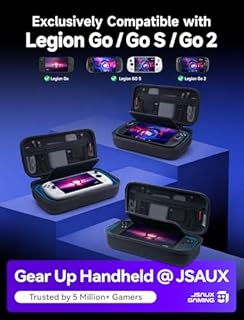 JSAUX Carrying Case for Lenovo Legion Go / Go S / Go 2, Large Capacity Hard Travel Pouch, Screen Protector Cover with Hand Grip, Storage Bag for Console, Controllers and Dock – Black