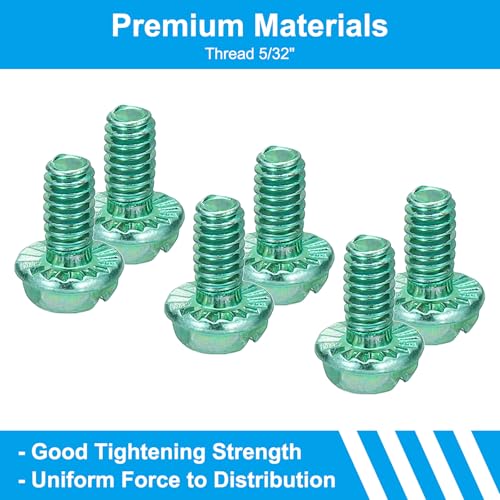 Image of PATIKIL 5 /32 x 5 /16 Inch Thread Ground Screws, 100 Pack Green Electrical Grounding Screw Slotted Hex Head Flanged for Home Electrical Lamp