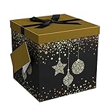 Endless Art US Starlight 12x12x12 Gift Box Pop Up in Seconds Comes with Decorative Ribbon Mounted on the Lid a Gift Tag and Tissue Paper - No Glue or Tape Required