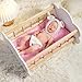 BABESIDE Wooden Baby Dolls Bed for 12-16 Inches Doll, Rocking Babys Doll Crib, Sleep Bed, Baby Dolls Accessories Furniture fit Newborn Dolls Boys Girls