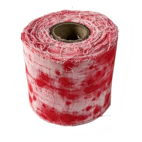 1 rollo de 11 yardas de venda sangrienta de gasa de Halloween, tela espeluznante, cinta de vendas sangrientas, decoración para fiesta miniatura 1