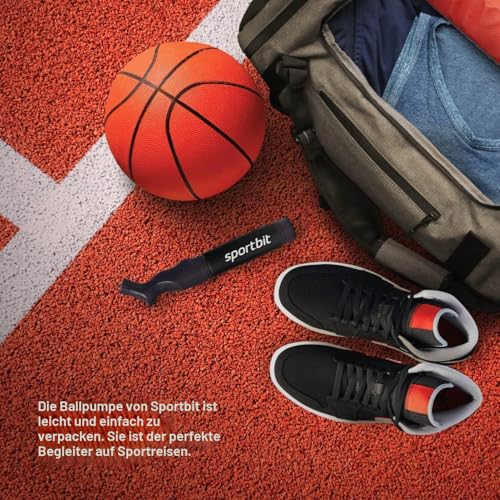 SPORTBIT Ballpumpe mit 5 Nadeln Set - Handpumpensystem zum Aufpumpen - Passt für jeden Sportball Volleyball Basketball Fußball Gymnastik… – Ansicht 6
