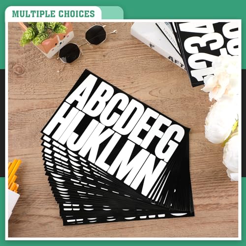 Image of Qilery 32 Sheets 3 Inch Letter and Number Stickers Self Adhesive Vinyl Letters Alphabet Stickers Big Font Letters Number Tags for School Classroom Home Mailbox Decor (White)