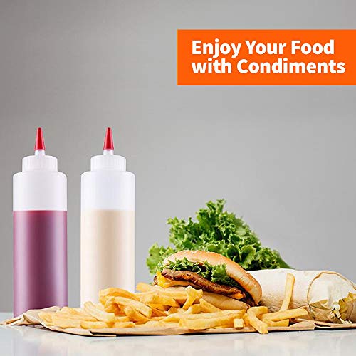 Bottlify 16Oz Squeeze Bottles With Red Cap-Pack Of 2 Wide Mouth , Leak Proof Refillable Condiment Container For Kitchen Use #TOP3
