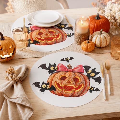 Halloween Placemats Set of 4,Silicone-Like Feel with Leather Texture - image 8