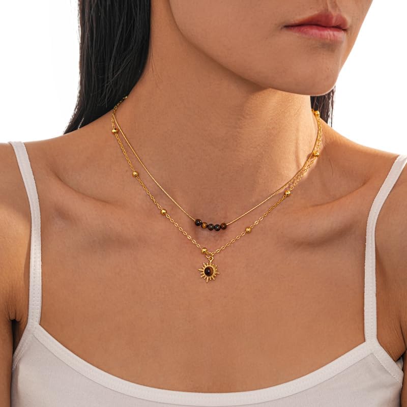 Gold Layered Necklace for Women-Dainty Pendant Charm Necklaces Gold Choker Jewelry Gifts Outfit Women - Image 4