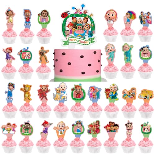 31pcs baby Party cake decoration Children's party decoration 1 cake topper 30 cupcake toppers