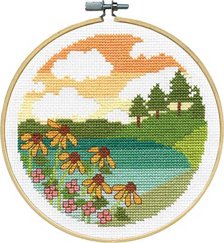 Image of Lakeside Counted Cross Stitch Kit with Hoop