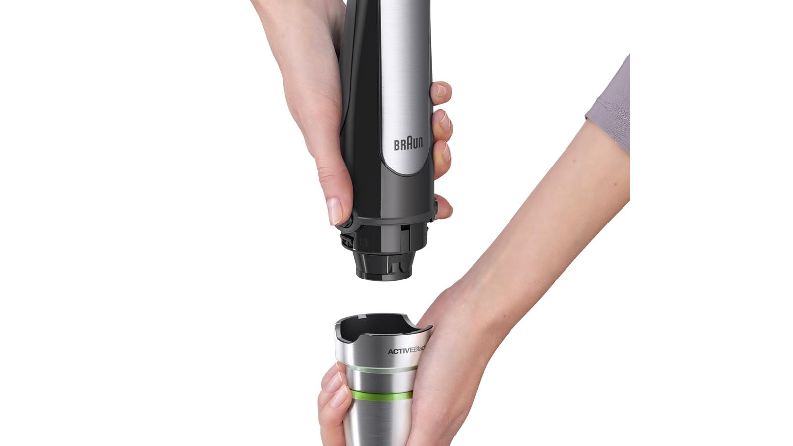 Braun Minipimer 7 - Batidora de Mano con Tecnología SplashControl, Sistema ActiveBlade para Alimentos Duros, Selección de Velocidad, Picadora 350 mL, Vaso 600 mL, 1000 W, Negro (MQ7025X)