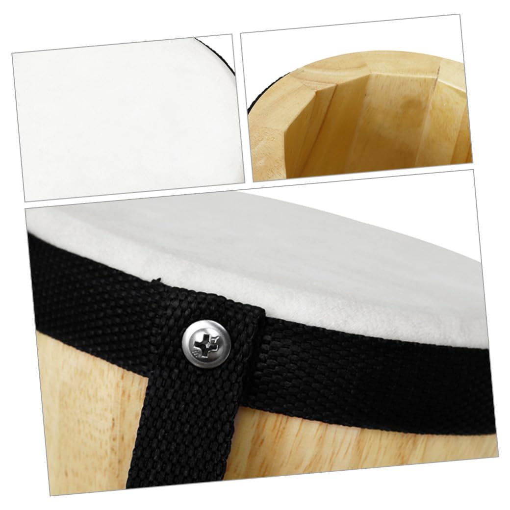 Tamburo a Mano Bongo in Legno e Pelle Nera per Ragazzo Ragazza | Percussione Portatile, Suono Chiaro e Nitido, Articolo Resistente, Include Bacchetta
