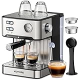 KOMORE Espresso Machine, 20 Bar, 1.6L, Stainless Steel Coffee Machines