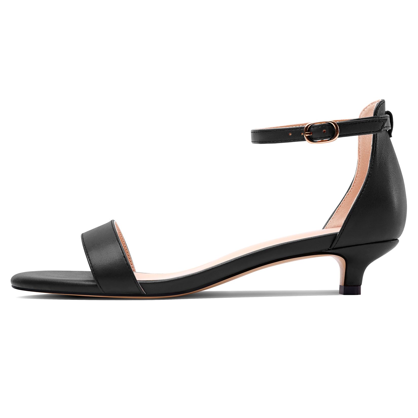 HEUIVZAR Womens Kitten Low Heel Open Toe Ankle Strap Sandals Dress Buckle Office Prom Summer Shoes 1.2 Inches Heels