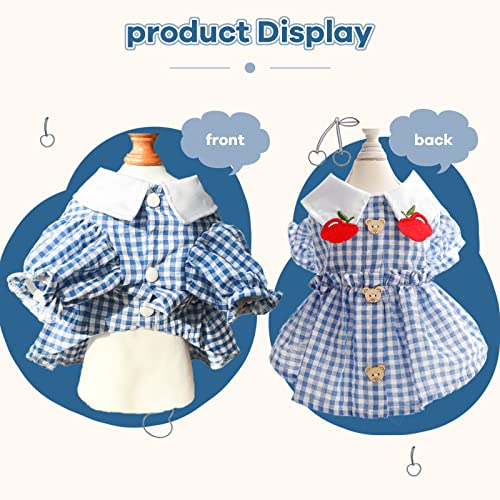 Baejmjk Dog Plaid Dress For Small Dogs Cat Girl Spring Summer Cute Puppy Princess Dress Pet Clothes （Blue, Large） #TOP3