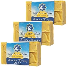 Blue Moon Elise Mountain Morning All Natural Soap Bars, Citronella Soap Scented with Premium Essential Oils, Handmade in the USA, Moisturizing and Therapeutic for Face/Body, For Men and Women (3 Pack)