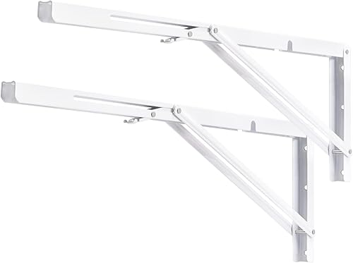 Miniatura 90 de YUMORE Soportes de estante plegables de 24 pulgadas, carga máxima: 330 libras de acero inoxidable resistente soporte de estante plegable para mesa