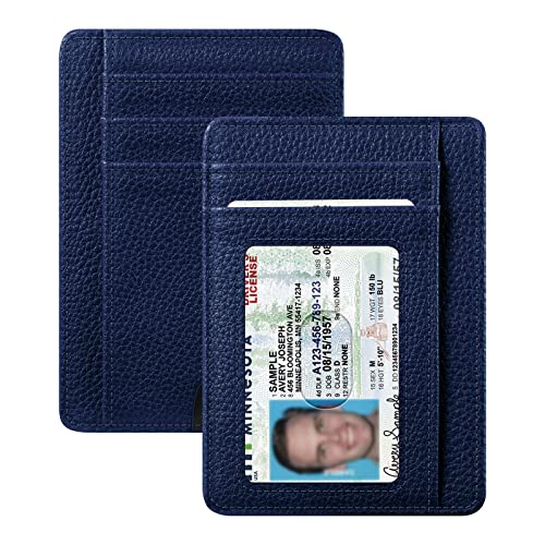 Fintie Slim Minimalist Front Pocket Wallet, RFID Blocking Credit Card Holder Card Cases with ID Window for Men Women (Navy)