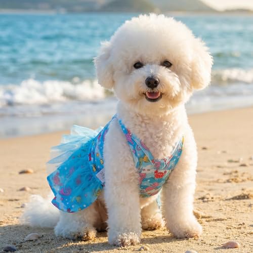 Image of CuteBone One Piece Dog Bikini Swimsuit Dress - Puppy Bathing Suit Costume for Small Dogs - Comfortable & Stylish Pet Clothes for Summer Pool, Beach & Play LTDB10XXS