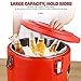 Insulated Soup Pan Carrier Portable Commercial Hot -Cold Hot Box Food Warmer Large Insulation Barrel Cooler Carrier 15Qt 18/8 Stainless Steel Lining with Dust Cover (Red, 13Qt)