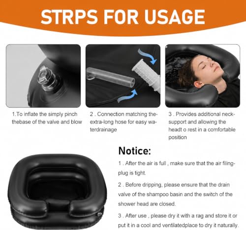 Image of Clefairy Inflatable Hair Washing Tray with an Air Pump, Portable Basin for Seniors Children Pregnant Wounded Disabled, Mobile Salon Equipment in Bed or on Wheelchair (BIG)
