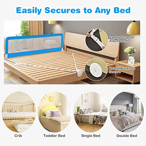 Honey Joy Bed Rail For Toddlers, 71-In Extra Long, Portable Safety Bed Guardrail W/Double Safety Child Lock, Foldable Baby Bed Rail Guard, Fit King & Queen Full Twin Size Bed Mattress(Blue, Pack 2) #TOP4