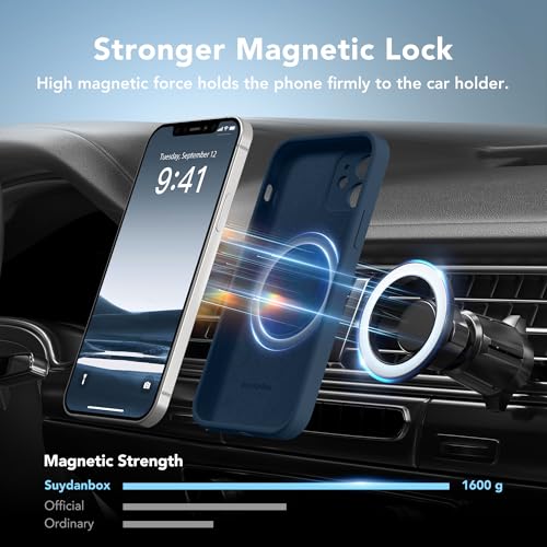 Image of Magnetic for iPhone 12 Case, Compatible with MagSafe, [Full Camera Protection][Screen Protector] Silicone Shockproof Protective Phone Case for iPhone 12 6.1 inch, Cobalt Blue