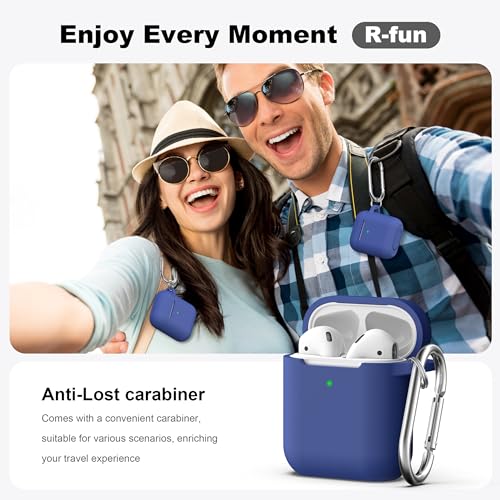 Image of AirPods Case Cover with Keychain, Full Protective Silicone AirPods Accessories Skin Cover for Women Girl with Apple AirPods Wireless Charging Case,Front LED Visible-Royal Blue