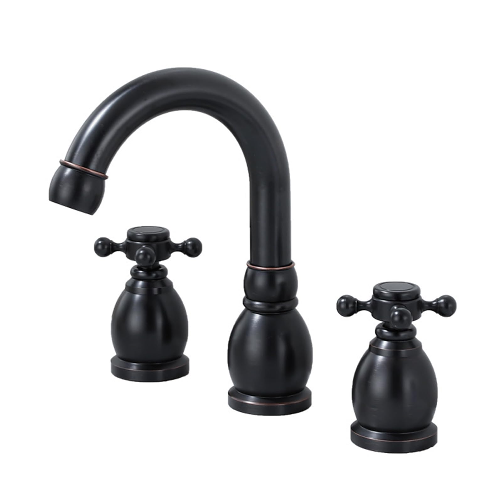 Robinet de salle de bain antique en laiton avec double manche et bec rotatif 360
