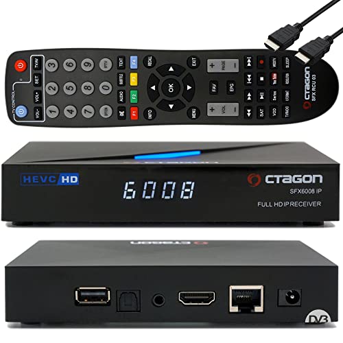 OCTAGON SFX6008 IP H.265 HEVC Full HD E2 Linux Set Top Box & Smart Receiver, Internet TV Receiver con soporte de cliente de TV por satélite a IP, DLNA, YouTube, radio web, cable HDMI EasyMouse