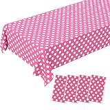 4 Pack Pink White Table Cloth, Disposable Plastic Pink Polka Dot Tablecloth Pink and White Table Cover for Rectangle Tables, Birthday, Outdoor Picnic, Baby & Bridal Shower Party Decor 54 x 108 Inch
