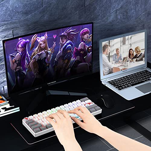 Image of 60% Mechanical Keyboard 61-Key Wired Gaming Keyboard with Red Switch RGB Lighting Effect PBT Keycaps Ultra-Compact Mini Keyboard Suitable for Win /Mac(61 White)