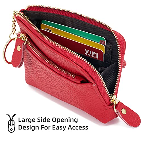Zooeass Women Leather Coin Purse,Large Opening For Easy Access,With Wrist Strap(Red) #TOP1