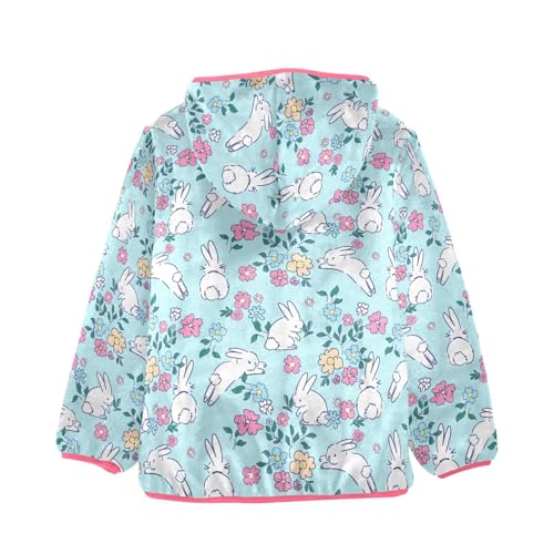 Rabbit Flower Toddler Fleece Jacket Baby Girls Hooded Zipper Long Sleeve Thick Warm Outerwear 3-10 Years2