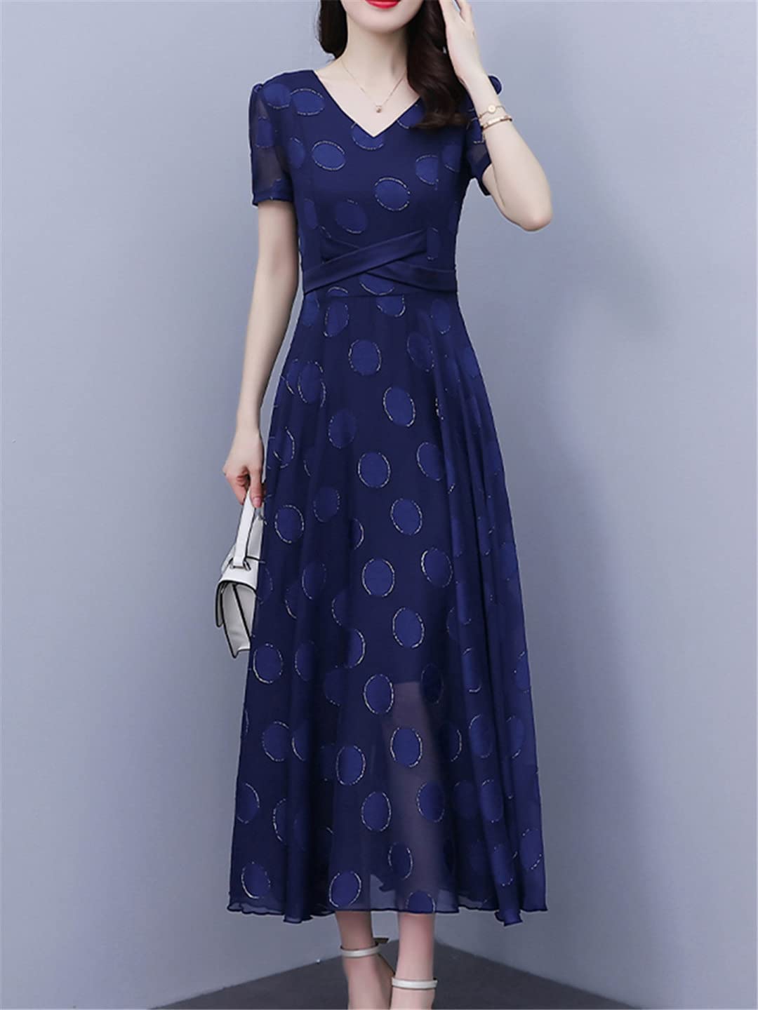 Suwequest Abito da sera lungo da donna, estivo, in chiffon, elegante, casual, per feste e balli di fine anno
