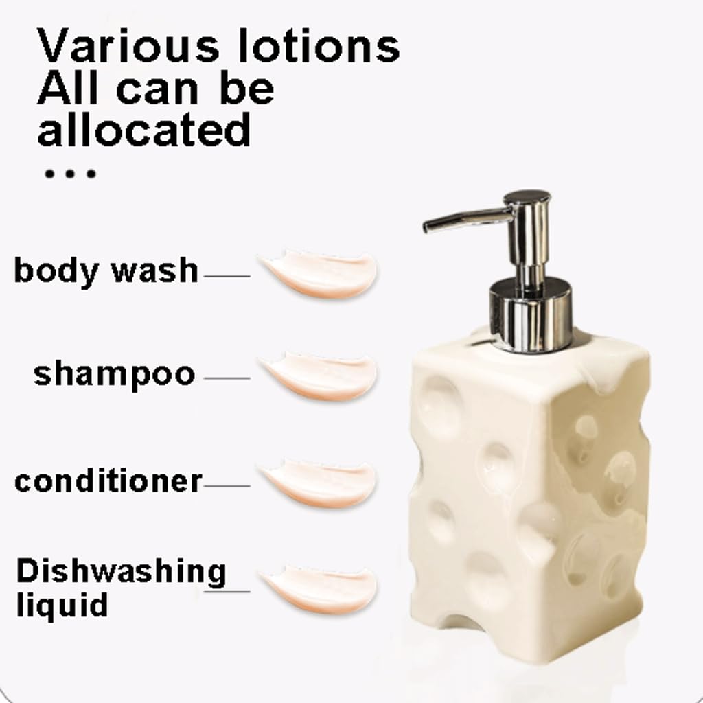 Bellissimo Dispenser di Sapone Manuale a Spinta, Bottiglia di Sapone per lozione, Contenitore in Ceramica, Contenitore Riutilizzabile per Bottiglia di Sapone Liquido da appoggio Pratico