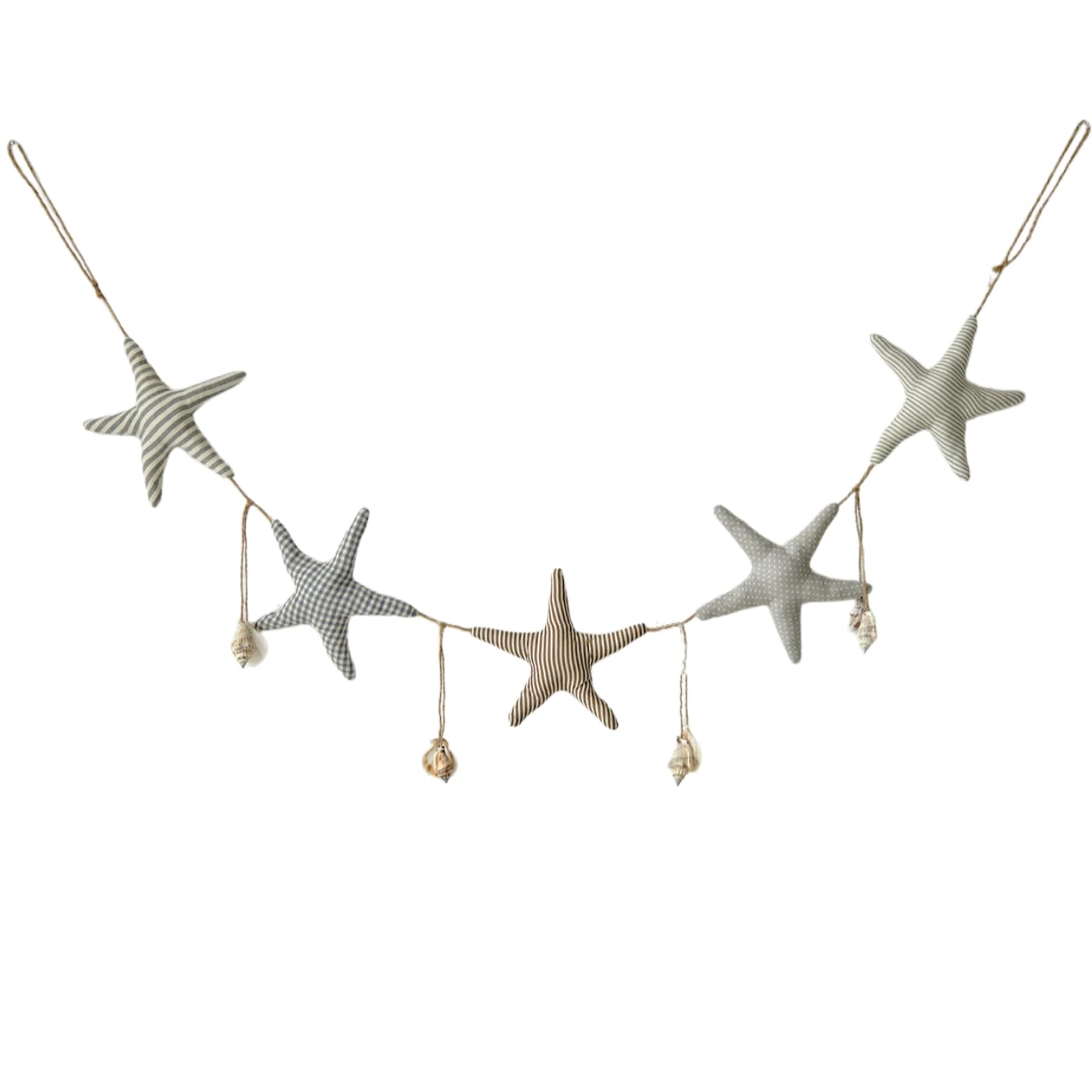 4.6FT Starfish Seashell Garland Beach Decor with Starfish & Sea Shells Ornaments, for Coastal Home Decor, Under The Sea Party Decorations (Gray)